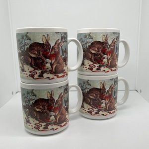 Holiday Bunny Mugs (4) by House of Lloyd Around the World, New Without Tags